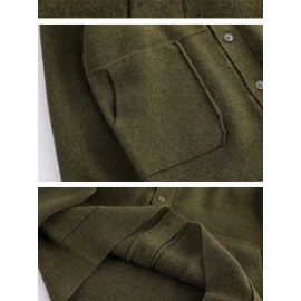 Men's Heavy Knit Cardigan Sweater Jacket - Soft Warm Winter Coat with Button Front, Oversized Long Length Suitable for Office & Casual Wear, Cream/Beige/Gray - Machine Washable Layering Coat, Christmas Gift for Men