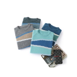 New Autumn And Winter Round Neck 100% Color-Block Thick Casual Oversized Pullover Knitted Sweater for Young People.