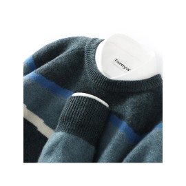 New Autumn And Winter Round Neck 100% Color-Block Thick Casual Oversized Pullover Knitted Sweater for Young People.
