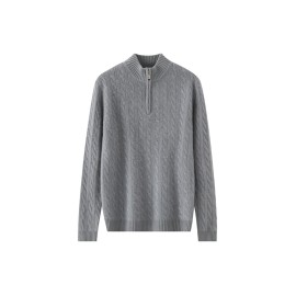 Men'S Solid Color Velvet Sweater with a Half Zip And a Mock Neck, Suitable for Business Casual Wear, Made from Velvet Knit.