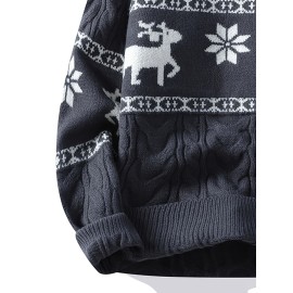 Men's Winter Warm Sweater - Casual Round Neck Long Sleeve Jacquard Pullover, Pattern Soft Thermal Sweaters for Weather, Tax-Free Free Shipping (Hand Washable)