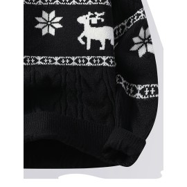 Men's Winter Warm Sweater - Casual Round Neck Long Sleeve Jacquard Pullover, Pattern Soft Thermal Sweaters for Weather, Tax-Free Free Shipping (Hand Washable)