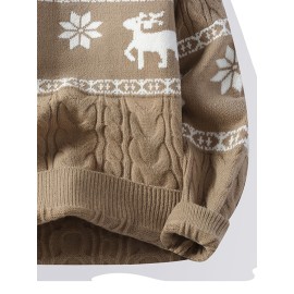 Men's Winter Warm Sweater - Casual Round Neck Long Sleeve Jacquard Pullover, Pattern Soft Thermal Sweaters for Weather, Tax-Free Free Shipping (Hand Washable)