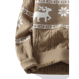 Men's Winter Warm Sweater - Casual Round Neck Long Sleeve Jacquard Pullover, Pattern Soft Thermal Sweaters for Weather, Tax-Free Free Shipping (Hand Washable)