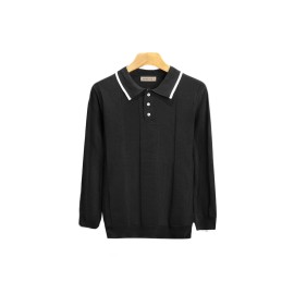 Men's Oversized Shirt Sweater - Color Block Collar & Round Neck, Soft Knit Long Sleeve, European Business Casual Winter Sweaters for Office to Semi-Formal Wear