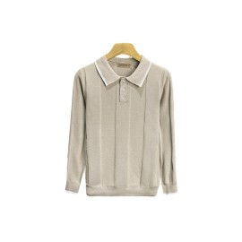 Men's Oversized Shirt Sweater - Color Block Collar & Round Neck, Soft Knit Long Sleeve, European Business Casual Winter Sweaters for Office to Semi-Formal Wear