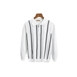 Men's Oversized Shirt Sweater - Color Block Collar & Round Neck, Soft Knit Long Sleeve, European Business Casual Winter Sweaters for Office to Semi-Formal Wear