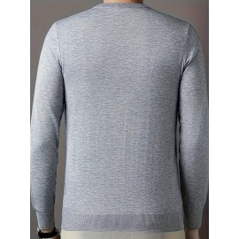 New Men'S Solid Color Round Neck Knitted Pullover Sweater