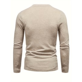 New Men'S Solid Color Round Neck Knitted Pullover Sweater