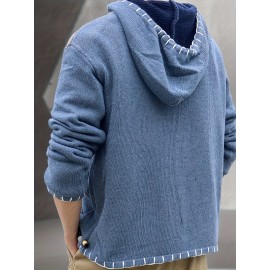Men's Fashion Color Block Long Sleeve Hippie Hoodie Sweater Autumn Winter  Pullover Sweater