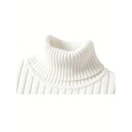 Men's Thick Winter Sweater - White/Beige High Collar Pullover, Loose High Collar Bottom, Machine Washable Warm Sweater Tank Top, Suitable for Casual And Formal Wear Duty Free Shipping