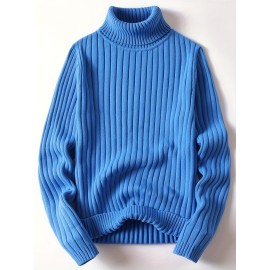 Men's Thick Winter Sweater - White/Beige High Collar Pullover, Loose High Collar Bottom, Machine Washable Warm Sweater Tank Top, Suitable for Casual And Formal Wear Duty Free Shipping