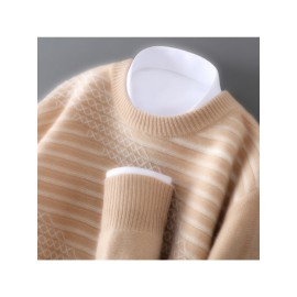 New Autumn And Winter Men'S 100% Color-Blocked Thick Pullover Sweater, Versatile Knit Base Layer.