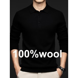 100% Thickened Sweater Commuting Turn- Collar Solid Color Warm High-End Sweater Men's Inner Wear