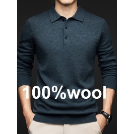 100% Thickened Sweater Commuting Turn- Collar Solid Color Warm High-End Sweater Men's Inner Wear