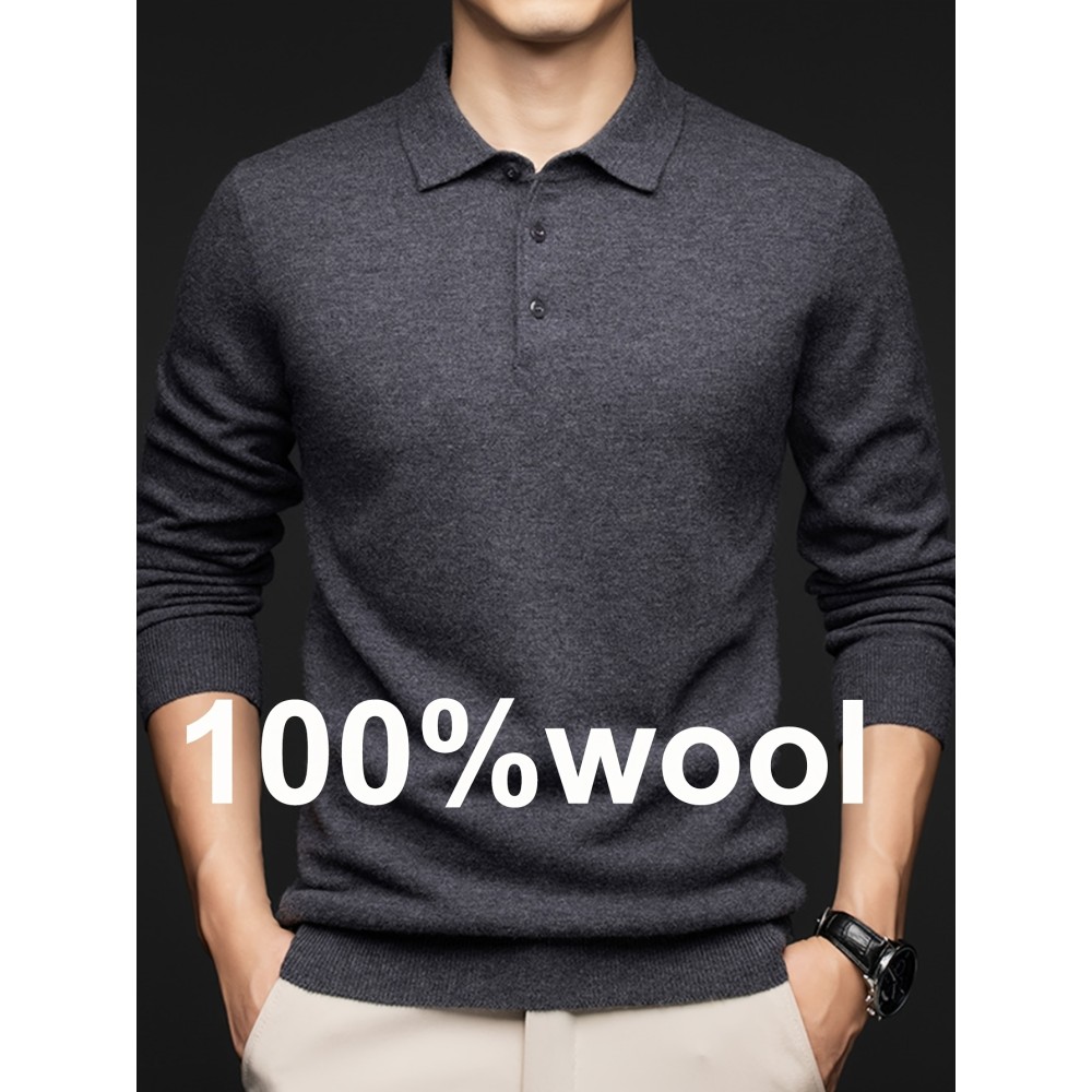 100% Thickened Sweater Commuting Turn- Collar Solid Color Warm High-End Sweater Men's Inner Wear