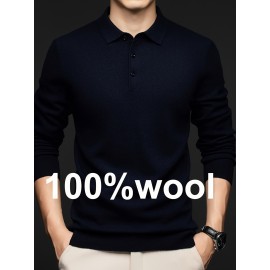 100% Thickened Sweater Commuting Turn- Collar Solid Color Warm High-End Sweater Men's Inner Wear