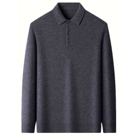 100% Thickened Sweater Commuting Turn- Collar Solid Color Warm High-End Sweater Men's Inner Wear
