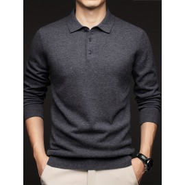 100% Thickened Sweater Commuting Turn- Collar Solid Color Warm High-End Sweater Men's Inner Wear