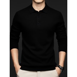 100% Thickened Sweater Commuting Turn- Collar Solid Color Warm High-End Sweater Men's Inner Wear