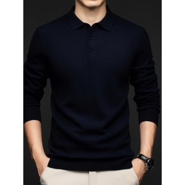 100% Thickened Sweater Commuting Turn- Collar Solid Color Warm High-End Sweater Men's Inner Wear