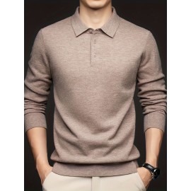 100% Thickened Sweater Commuting Turn- Collar Solid Color Warm High-End Sweater Men's Inner Wear
