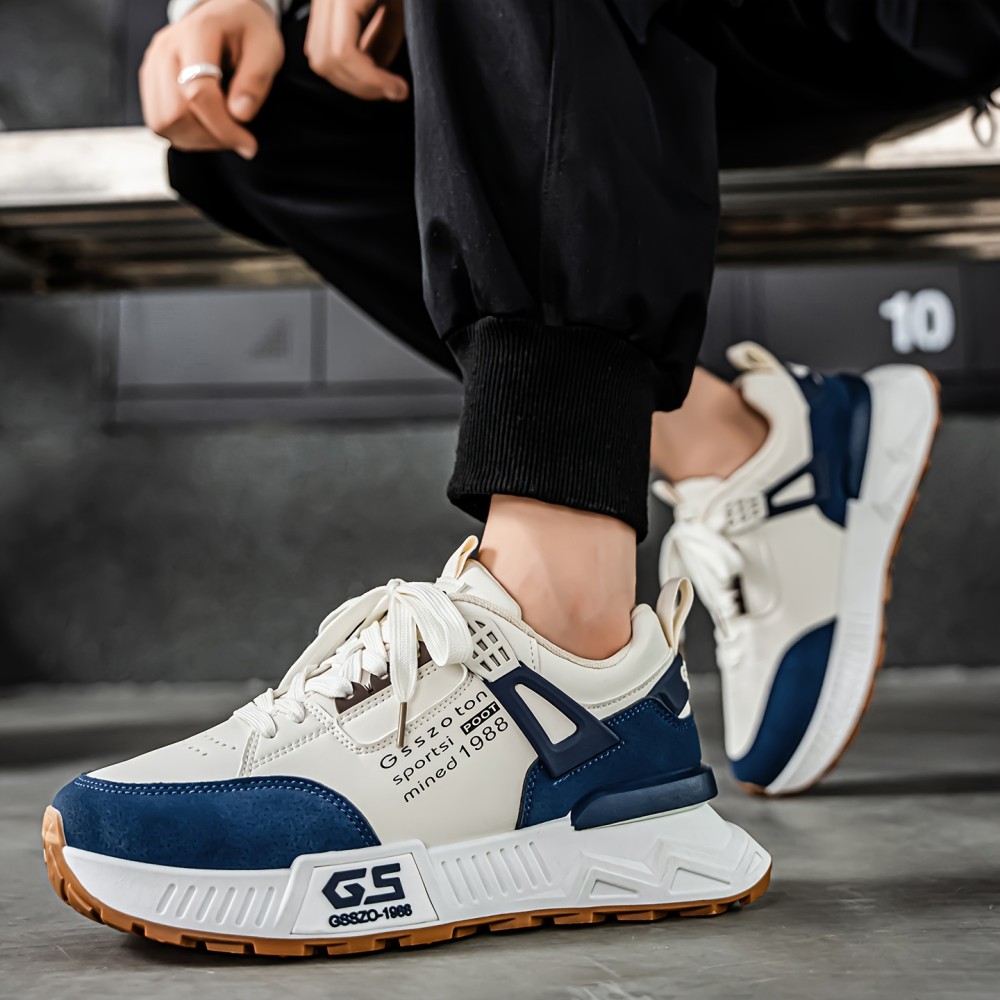 Men'S Outdoor Walking Casual sneakers | Slip-Resistant Durable Skate Shoes, Fashion Street Skateboard Sneakers, Lightweight Comfortable Everyday Walk Shoes, Breathable Cushioned Training Athletic Shoes, Upper, PVC Sole, Fabric Inner, Lace Closure