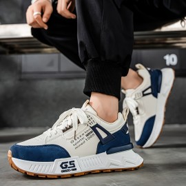 Men's Slip-Resistant Skate Sneakers - Heavy-Duty & PVC Sole Low-Top Skate Shoes with Cushioned Absorption, Breathable Training Athletic Footwear for Skateboarding, Walking, Gym - -Terrain Traction