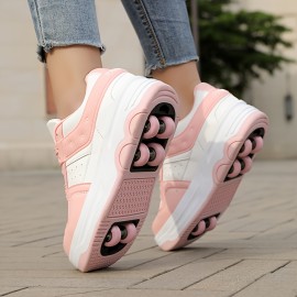 Men's Skateboarding Shoes, Men’s Self-Roller Four Wheel Rollerblades for Students with Retractable Design and Women Walking-Friendly Sports Sneakers