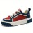 Men'S Chunky Skate Sneakers - Low-Cut Lace-Up Skate Shoes with Anti-Slip Rubber Sole, Red/Blue/White Colorway - Cushioned Insole for All-Day Comfort - Urban Streetwear Shoes for Skateboarding, Gym, Everyday - Durable Synthetic & Mesh Upper - Ideal for Teens & Adults, Gym Footwear, Sporty Design, Breathable Fabric Lining, Comfortable Fit, Active Lifestyle, Summer Trendy, Stylish Stripes, Colorful Striped Design
