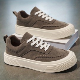 Men's - Low-Top Sneakers - Upper & PVC Sole Skate-Ready Casual Sports Shoes Suitable for Spring/Autumn Wear, Skateboarding, Gym, Outdoor - Solid Color Round-Toe (Men's Fashion)