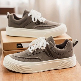 Men's - Low-Top Sneakers - Upper & PVC Sole Skate-Ready Casual Sports Shoes Suitable for Spring/Autumn Wear, Skateboarding, Gym, Outdoor - Solid Color Round-Toe (Men's Fashion)