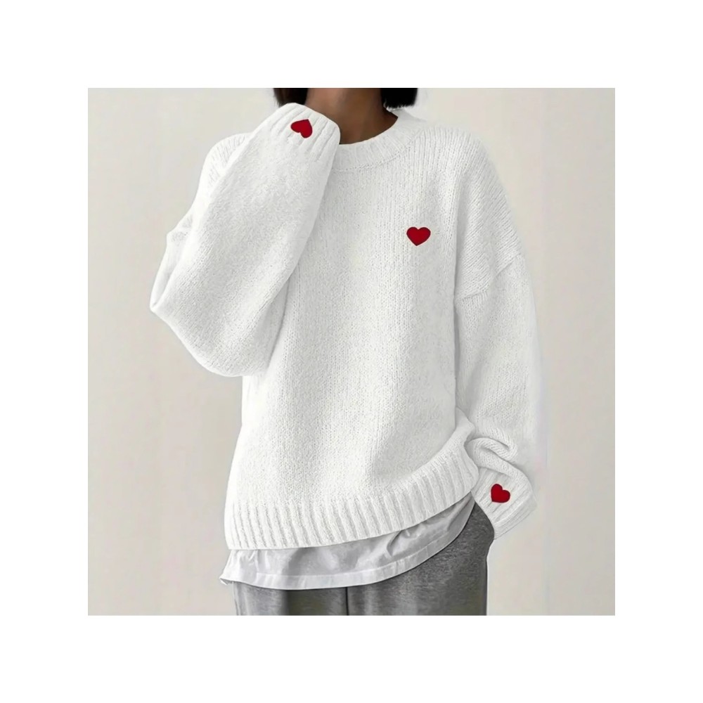 Plus Size - Plus Size - Plus Size Women'S Solid Color Round Neck Long Sleeved Loose Casual Comfortable Easy Fashion Pullover Sweater | Daily Temperament, Commuting, Elegant Home Warmth