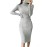 Womens Fashion Long Sleeve Turtleneck Sweater Dresses Knitted Bodycon Midi Sheath Jumper Dresses