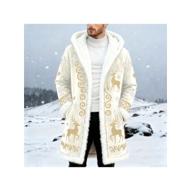 Christmas Cardigan for Men Casual Cozy Winter Front Print Edge Soft Back Cozy Cape Style wear with No Fasteners Warm Confortable Mens Cardigans, Holiday Fashion, Winter Wear, Relaxed Fit, Warm Material, Comfortable Texture, Festive Apparel, Open