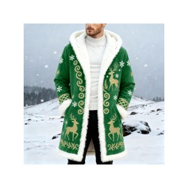 Christmas Cardigan for Men Casual Cozy Winter Front Print Edge Soft Back Cozy Cape Style wear with No Fasteners Warm Confortable Mens Cardigans, Holiday Fashion, Winter Wear, Relaxed Fit, Warm Material, Comfortable Texture, Festive Apparel, Open