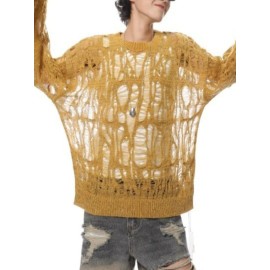 Men'S Pullover with Unique Hollow Design, Niche Style, Sun- Sweater, Korean Casual Lazy Fashion, Perfect for Layering