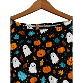 Plus Size, Women's Plus Size Oversized Off-the-Shoulder Sweater - Turquoise Blue, Orange, Black & White Bat Print Lightweight Sweater, Cute Bat Wing Collar & Boat Neck, Machine Washable Cozy Fall/Spring Sweater for Halloween, Christmas, Casual