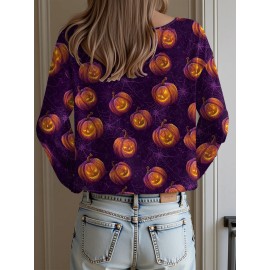 Plus Size, Women's Plus Size Oversized Off-the-Shoulder Sweater - Turquoise Blue, Orange, Black & White Bat Print Lightweight Sweater, Cute Bat Wing Collar & Boat Neck, Machine Washable Cozy Fall/Spring Sweater for Halloween, Christmas, Casual