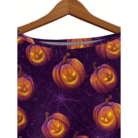 Plus Size, Women's Plus Size Oversized Off-the-Shoulder Sweater - Turquoise Blue, Orange, Black & White Bat Print Lightweight Sweater, Cute Bat Wing Collar & Boat Neck, Machine Washable Cozy Fall/Spring Sweater for Halloween, Christmas, Casual