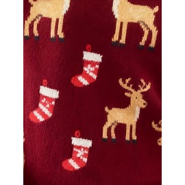 Plus Size, Women's Large Christmas Sweater Sweater Vest-like Top - Green Cable--Like Pattern with Tree & Snowflake Motifs, Long Sleeve Round Neck Pullover for Holiday Parties, Winter Casual Wear (Plus Size, Cozy -Like Texture) - Easy