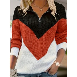 Plus Size, Plus Size- Plus Size- Plus Size- Women's Plus Size Color Block Sweater- V-Neck, Long Sleeve, Ribbed Texture, Black& White, Casual Fall/Winter Pullover with Button Detail, Casual Winter Wear| Vneck Sweater| Construction, Sweater Dress