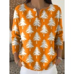 Plus Size, Autumn and Winter New Large V-neck Christmas Tree Fashion Versatile Comfortable Hoodie Top