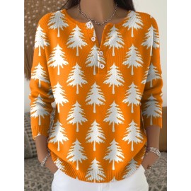 Plus Size, Autumn and Winter New Large V-neck Christmas Tree Fashion Versatile Comfortable Hoodie Top