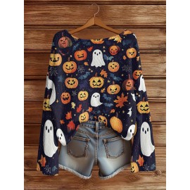 Plus Size - Women'S Fashion Off-the-Shoulder, One-Shoulder, and Boat Neck Sweaters-Personalized oversized sweater Women'S Gothic Style Pink and Black Skull Print Sweater- Long Sleeve Loose Breathable Top with Ruffled Collar