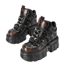 Unisex Gothic Punk Metal Boots - Heavy-Soled Motorcycle Riding Shoes with Height Increase, Upper & Sole, Edgy Boots for Men & Women Suitable for Casual, Concerts, Themed Events, Women Shoes, Sneakers