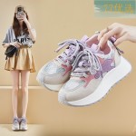 Women' Korean Style Low-Top Sneakers Suitable for Height Increase, Breathable Mesh Sneakers with Sole, Lace-Up Round Toe for Running, Casual Wear, & Everyday Use - Spring Student Fashion Footwear, Women Shoes