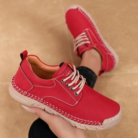 Ladies' Outdoor Fashionable Casual Sports Shoes | Retro Lace-up Boots, Round Toe, Microfiber, All-Season Comfort, High-End and Versatile, Suitable for Daily Shopping, Gatherings, and Other Relaxed Occasions, Women Shoes, Sneakers