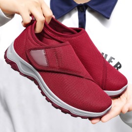 Spring Mesh Breathable Casual Middle-aged and Elderly Single Shoes Women | Low Top, Fabric Upper, Hook-and-loop Closure, Plain Toe, Solid Color, Superfine Fiber Inner, Rubber Insole, Sole, Women Shoes, Sneakers