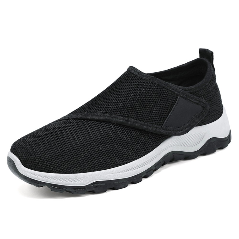Spring Mesh Breathable Casual Middle-aged and Elderly Single Shoes Women | Low Top, Fabric Upper, Hook-and-loop Closure, Plain Toe, Solid Color, Superfine Fiber Inner, Rubber Insole, Sole, Women Shoes, Sneakers